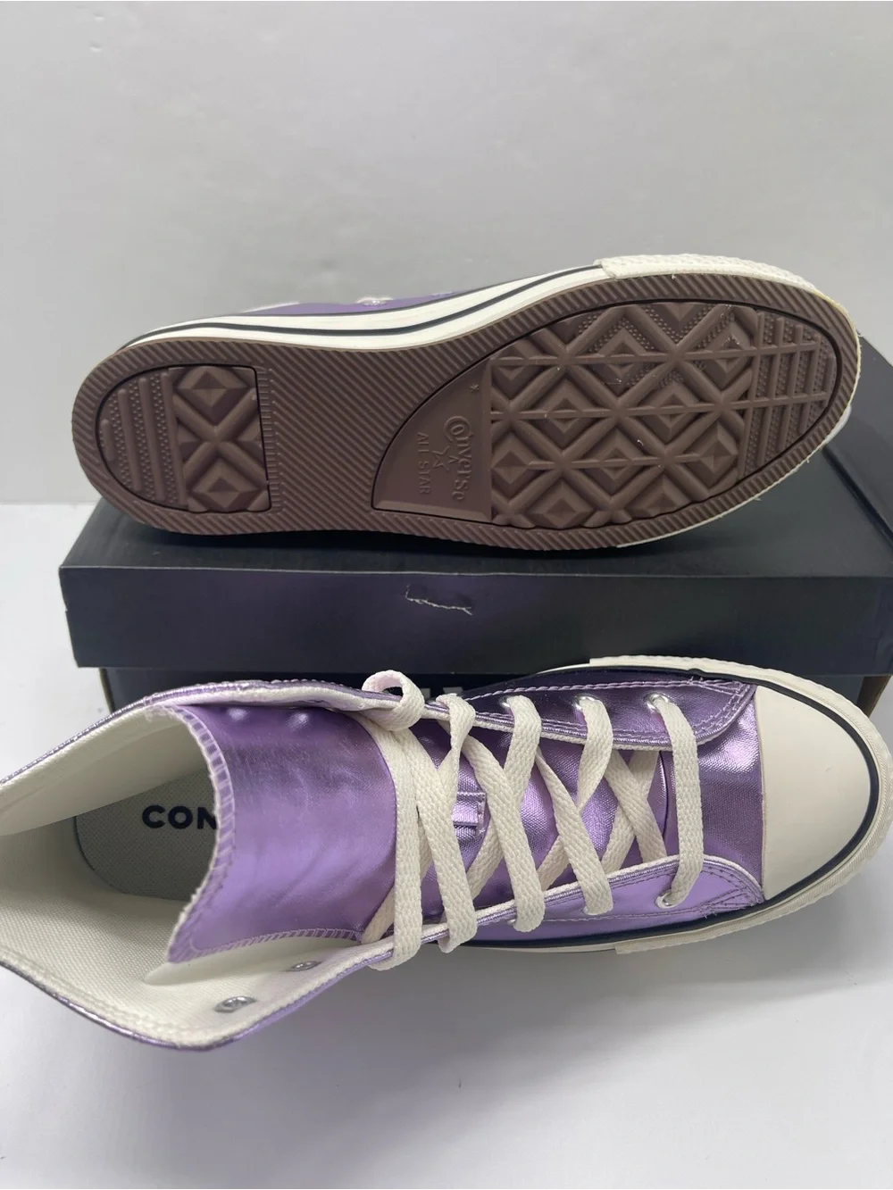 Converse CTAS EVA LIFT HI PURPLE/EGRET/BLACK A13449C Platform Sneakers